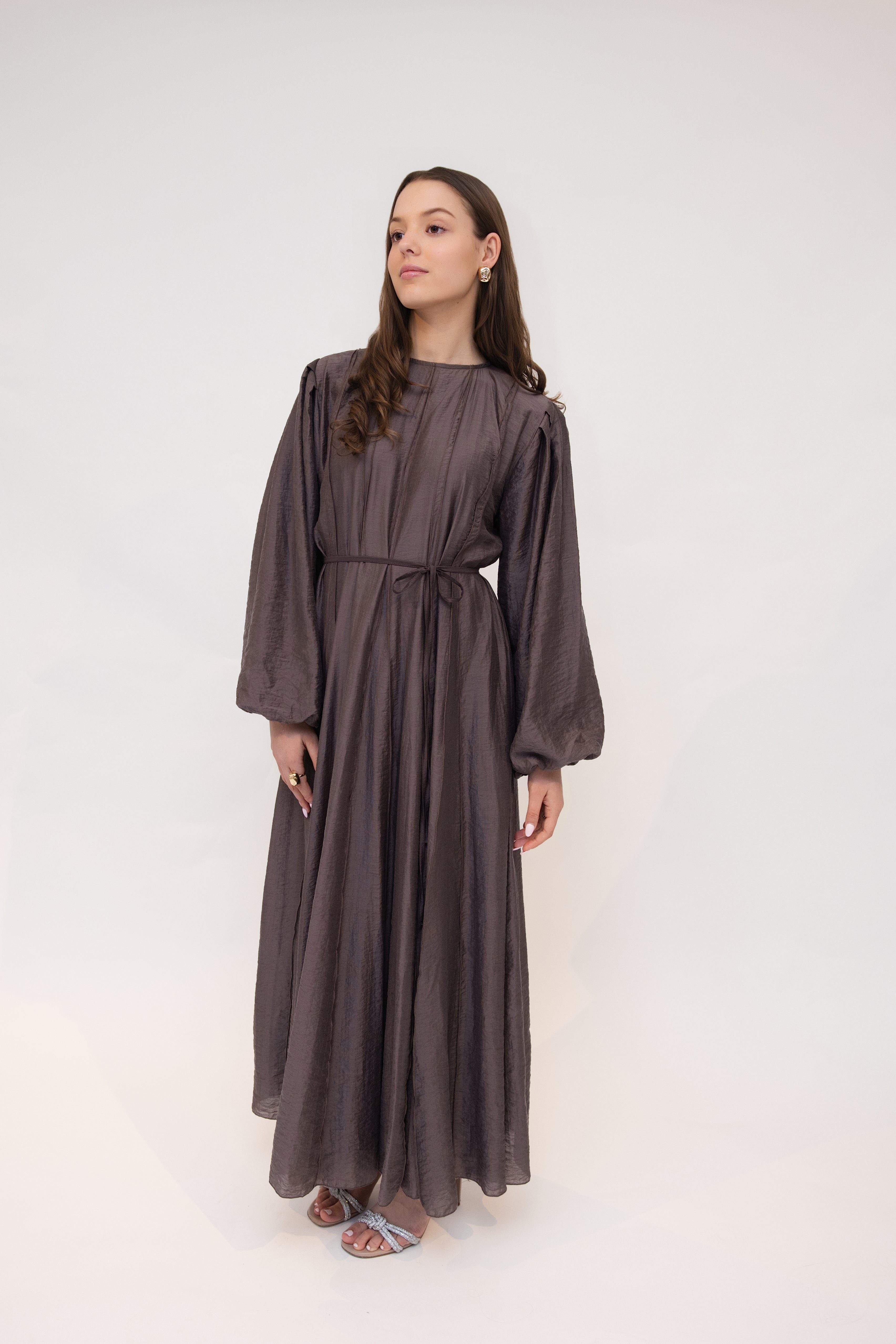brown flowy dress MAXI ASH Modest Black Long Sleeve patriotic kids clothes flowy fit Short sleeve Color:Light Tan