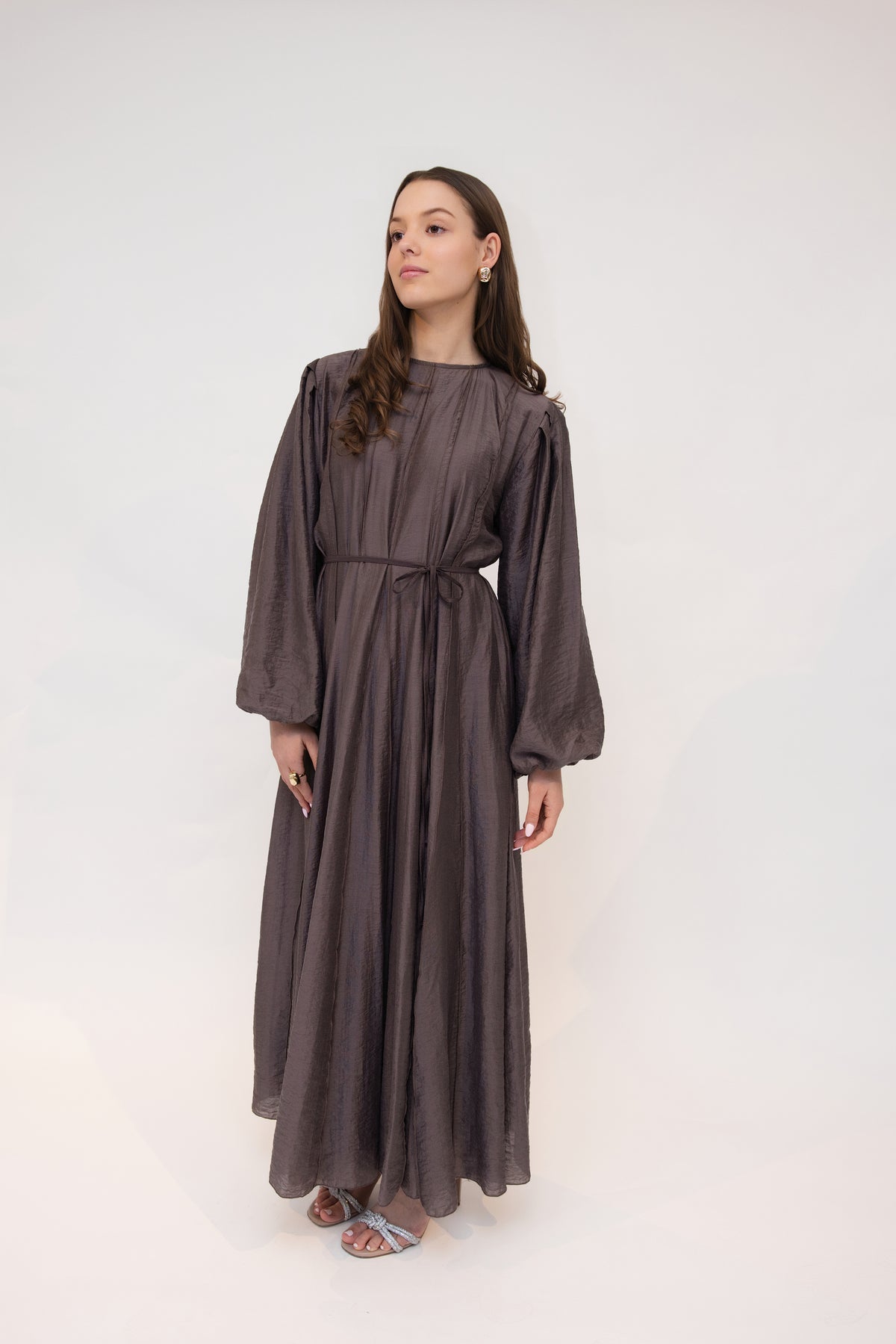 ash brown dress FLOWY MAXI – Lunja the label How To Build The BALL-GOWN weather escape. Style:PA1674400-205